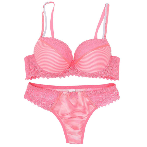 1 Set Women Sexy Underwear Elegant Lady Bra And Panty Set Lace Women-lingeriePink34 75D