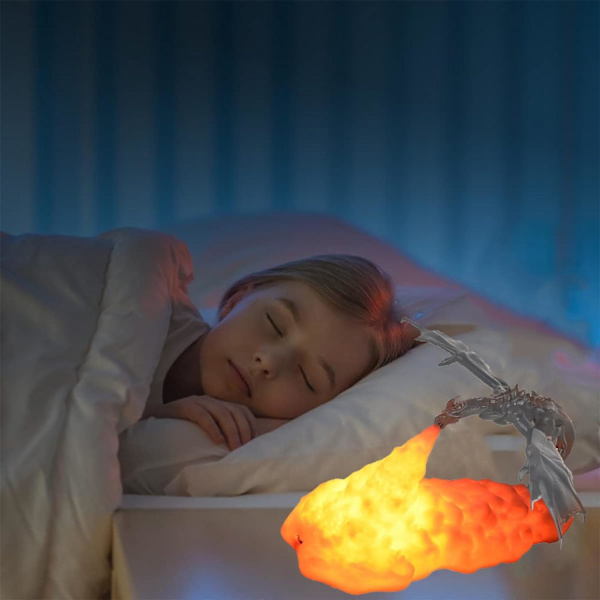 Elddrakslampor, 3D-printade Vulkanmånsken, Barnens Sovsällskap Nattlampa för Sovrum Kontorsbord Lampa Barnpresenter