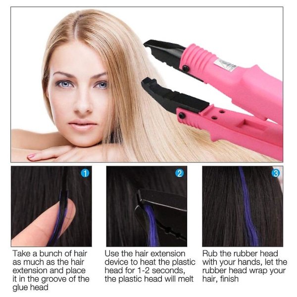 Professionell värmetång Hårförlängningsjärn Iron For Hair Extensions Rosa Pink