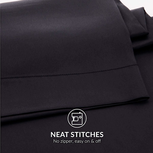 Satin Pudebetræk Til Hår Og Hud, 2-pak - Standard Størrelse Pudebetræk - Satin Pudebetræk Med Konvolutlukning Sort 20 x 36 Black 20  x 36