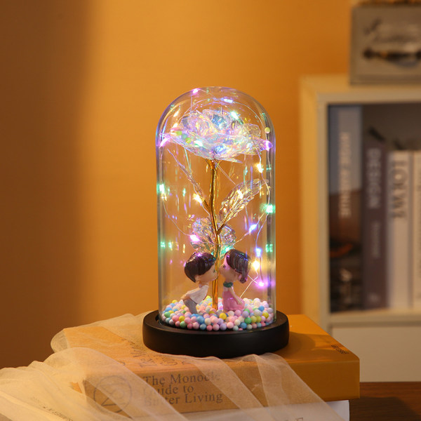 Evighed i glas LED-lys rose Valentinsdag send kæreste atmosfære arrangement lampe skrivebord placeret lys ornamenter