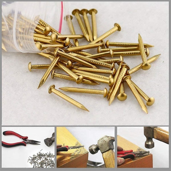 Små Søm Runde Hoved Små Søm String Art Søm Håndlavede Hardware Tilbehør Fastgørelseselementer Mini Søm 1500 stk 1 X 10mm Guld