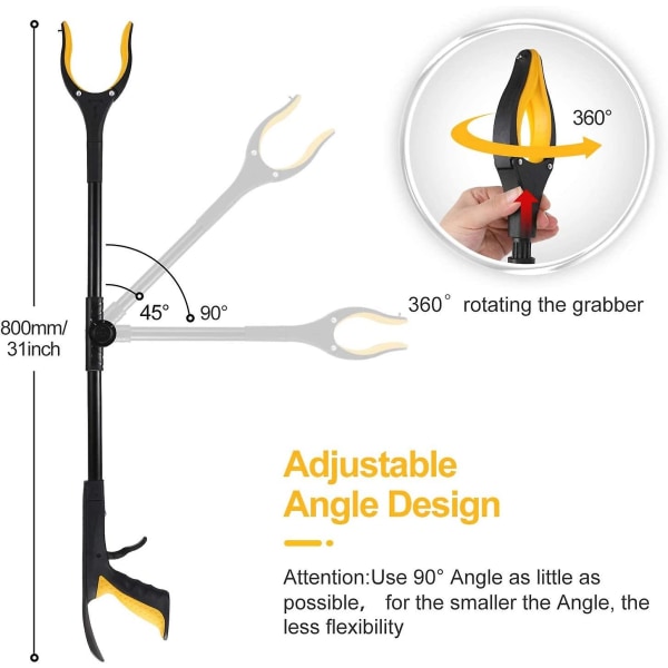 Scavenger Tools, 0 - 180 Tiltbarm, 90 Graderende Hode, 80cm Foldbar Klo med Magnetiske Spisser for Søppelinnsamling, Søppelskuffe, Forlengelsesarm