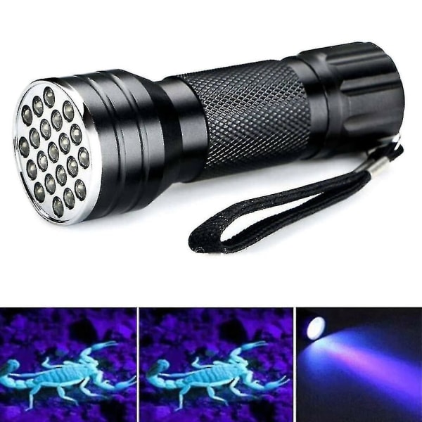 1 stk LED UV Sort Lys Lommelygte - UV Sort Lys Lommelygte - UV Lampe Med 21 LED'er - Høj Belysning