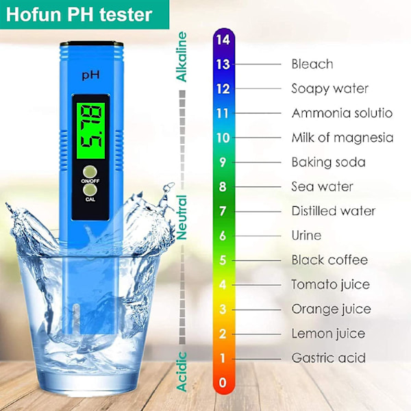 PH-mätare Digital, Professionell PH-penna med 0,01 PH Hög Noggrannhet, 0-14 PH Mätintervall, Ideal Vatten PH-mätare för Hushållsdrickvatten, P