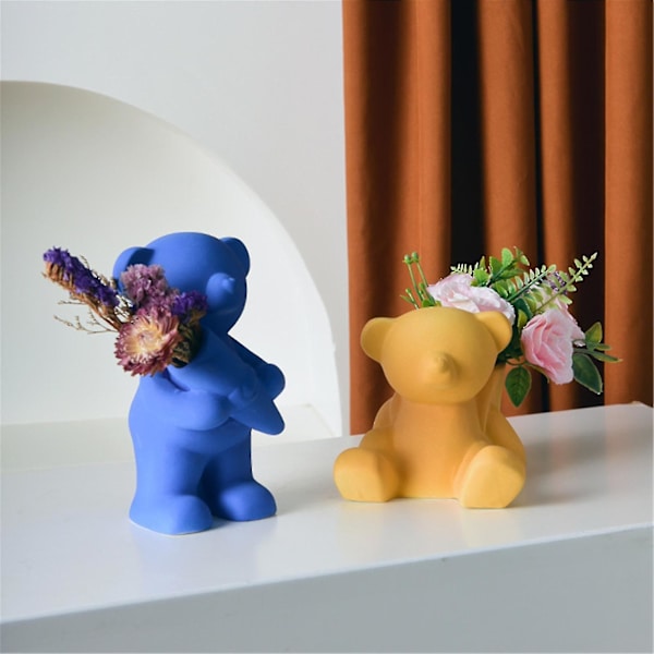 Multifunktionell Björnstati Matte Textur Keramik Nordisk Stil Björnblomvas Hushållsartiklar Blå Blue