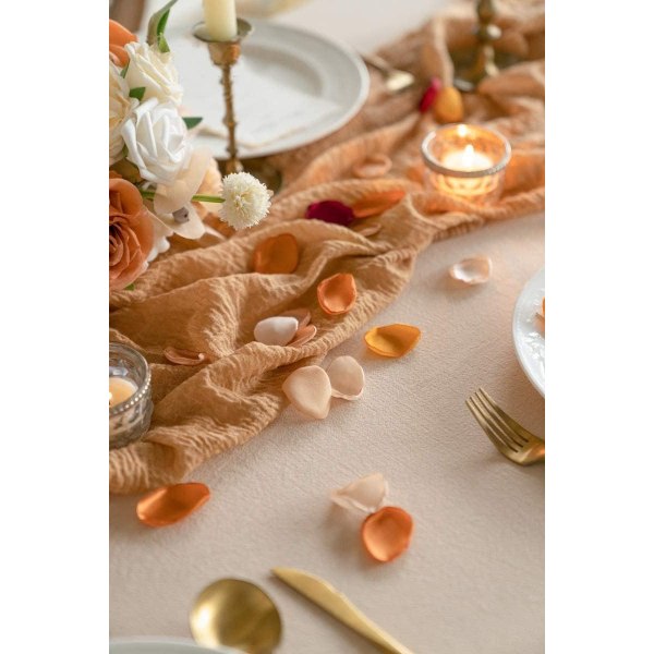 (Red Gold Romance) 200 roseblader til bryllupsdekorasjoner, lyserosa kronblader til midtdeler, mottaksbord, gangpynt, brudefest.