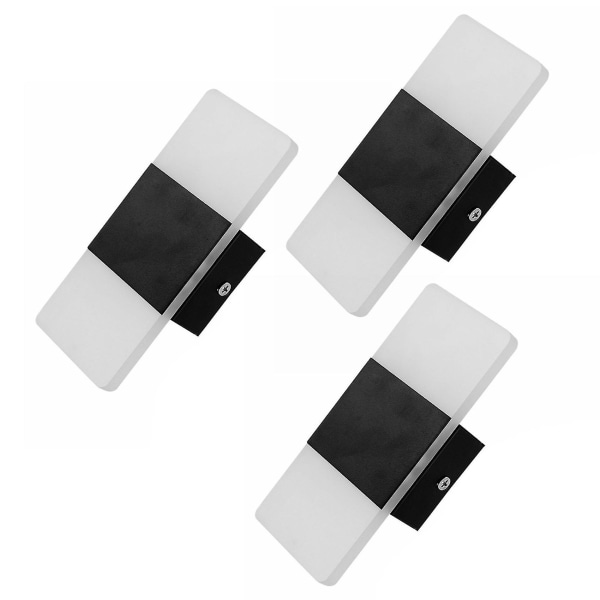 3W LED Vægskinne Op/Ned Lampe Hjem Soveværelse Armatur - Sort + Varmt Hvid