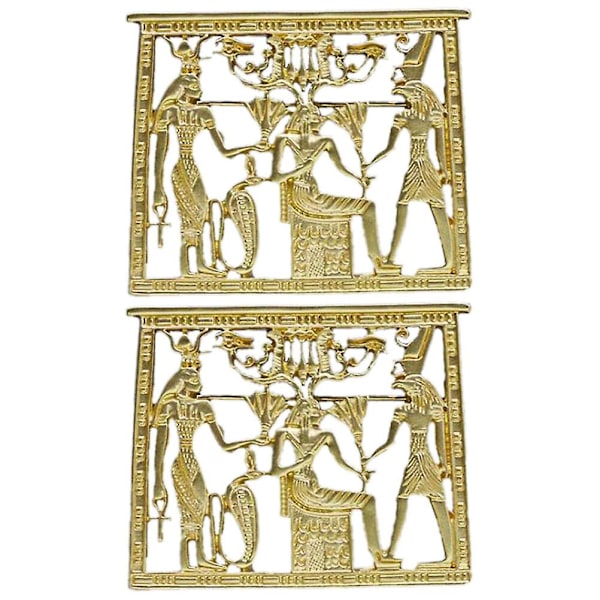 2 stk Retro Stil Egyptisk Tempel Brystpin Coat Dekorativ Brosche Tilbehør Guld 5.1x4.2x0.5cm Golden 5.1x4.2x0.5cm