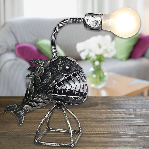 Kreativ Fiske Lampe, Fiskefisk Lampe Kunstlampe, Retro Jern Jern Hai Lampe, Usb Led Nattelys Fiske Lampe, L Lampe