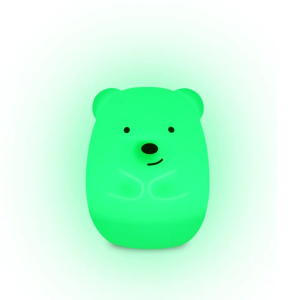 Silikon nattlys for barn, bjørn - 8 myke farger, ekstern søvntimer - oppladbart, batteridrevet nattlys for barn, småbarn, babyer, jenter...