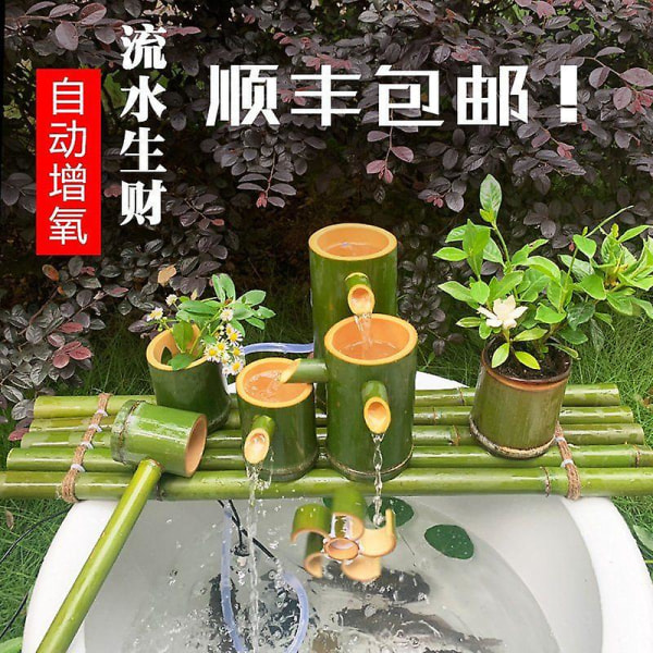 1 set Zen stil bambu vattenfontän utomhus inomhus akvarium fontän trädgårdsdekor fontän mörkgrön30x20cm Dark Green 30X20CM