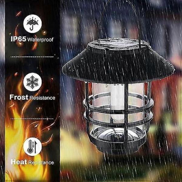 RY-Solarlampor Utomhus Trädgård, Glas och Metall IP65 Vattentät, Flimrande Lågor Vägglyktor, 2-pack Hängande Väggmontering för Uteplats, P