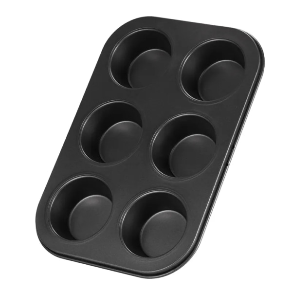 Bonus metal 6-kopper muffin med , non-stick belagt muffin pande sæt, mikroovn sikker - sort