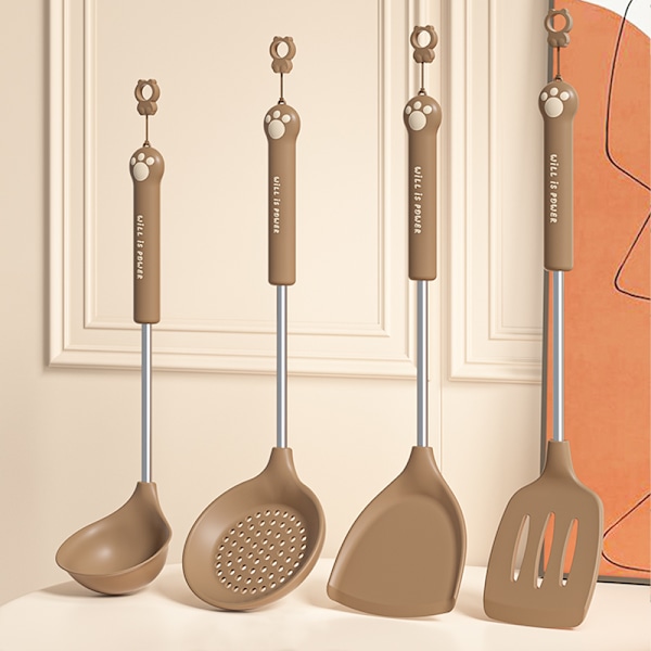 Tecknad Björn Matlagningsredskap 5 Delars Set Silikon Köksspatlar Set Non-Stick Durkslag Vändare Hem- och Kökstillbehör*ryy 5 pcs set