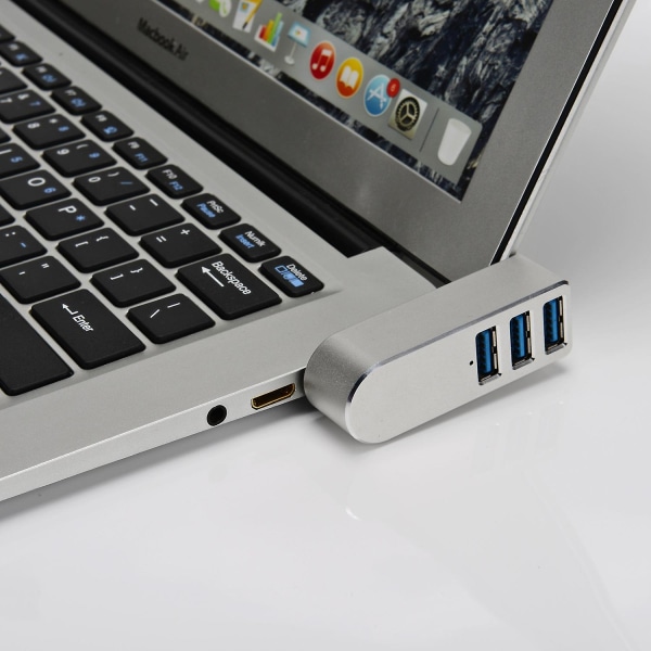 Alumiiniseos Pyörivä Usb3.0 Hub Splitter USB Hub Splitter 3 Ports USB 3.0 Hub Jatke 1 kpl Hopeanharmaa