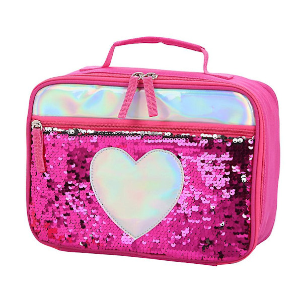 Barnas bærbare lunsjpose med paljetter, isolert pakke, aluminiumsfolie, piknik, termisk pose, måltidsbevaring, oppbevaringspose (lilla)Red27*21*11cm Red 27*21*11cm