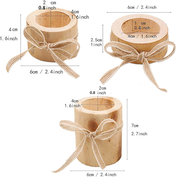 Träväxthållare i trä Träväxthållare 3 Träväxthållare Terrariumhållare för suckulenter Tealight-hållare