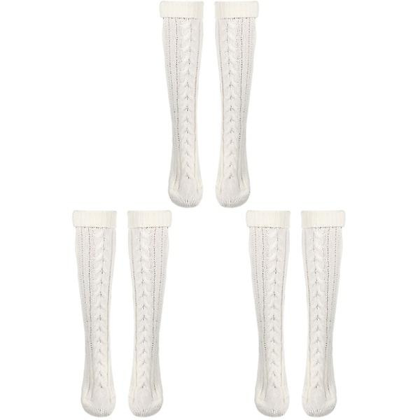 3 Par Långa Stickade Strumpor Vinter Hög Tub Knästrumpor För Kvinnor Dam Flickor 3 Par 55X6CM 3 pairs 55X6CM