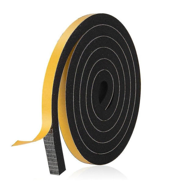 Isolerende vinduesforsegling, selvklæbende skumdørforsegling, anti-kold stødsikker gummiliste, 1 rulle 15 mm (b) X10 mm (h) X10 m (l), sort Battqx