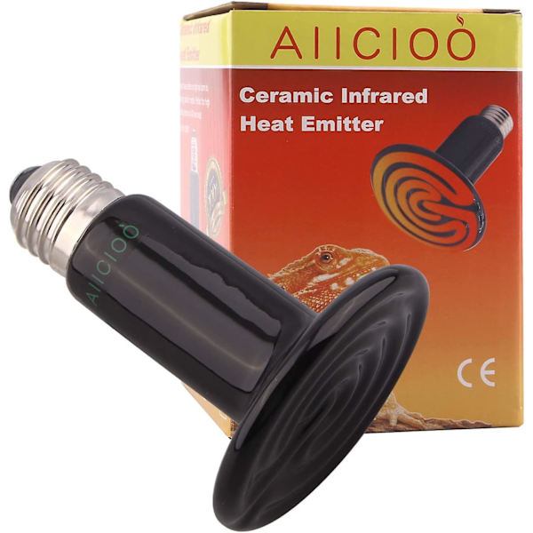 Keramisk Varmelampe til Reptiler Holdbar Infrarød Lysfri Dyrevarmelampe Firben/Kylling/Slange/Hamster E27 220-240v (75w)