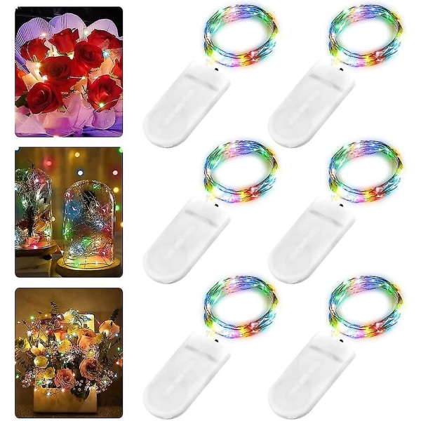 Pack Of 6 Led Fairy Lights Battery,2m 20 Led Copper Wire Fairy Lights