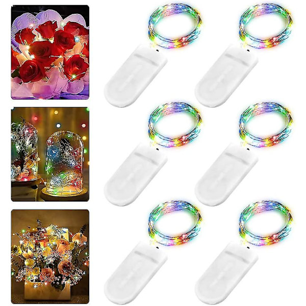 Paket med 6 LED-ljusslingor på batteri, 2m 20 LED Koppartrådsljusslingor