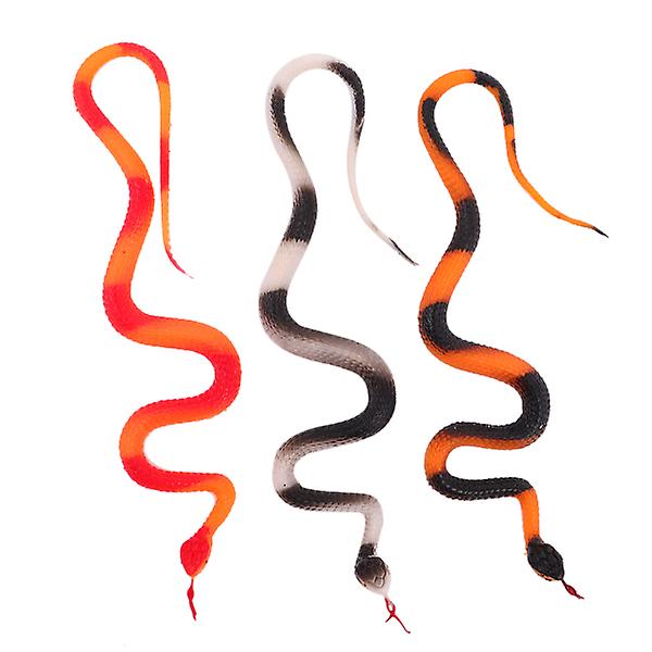 3 stk Ekornsleker Gummiregn skogsslanger Gummislanger Modell Skremmende Spøk Gummileke Kunstig Slange Assorted Color 23X1.5X1CM