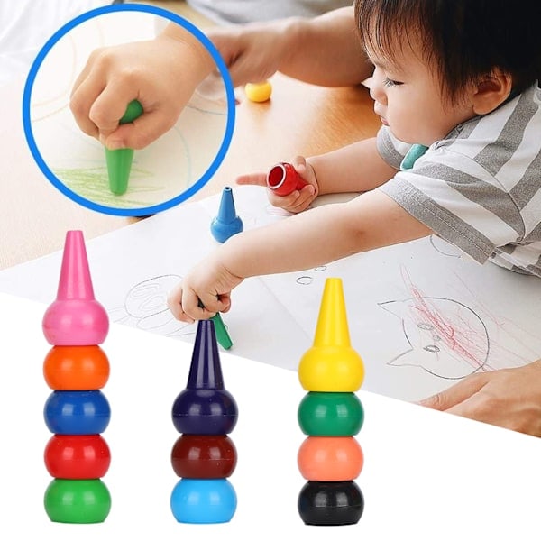 Fargeblyanter for barn, sikkert materiale 12 klare grunnfarger Palm-Grip kritt, vaskbare giftfrie kritt ideelle for kreativ lekestund