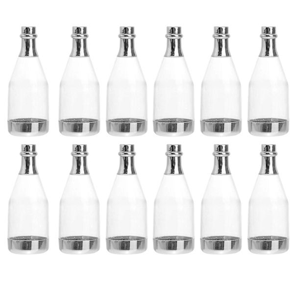 12 stk Champagneflaske Godteriboks Dusjfestgaver (transparent) Sølv Silver