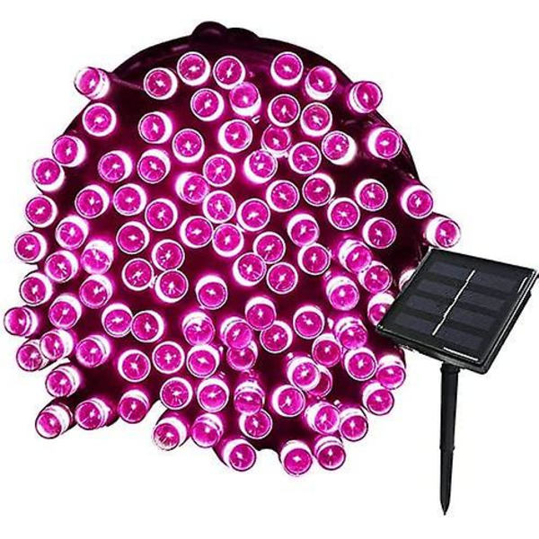 22m Solcellsdrivna Julgransljus 200 LED 8 Strängar Perfekt för Fest, Bröllop, Födelsedag och Utomhus Trädgård (rosa)