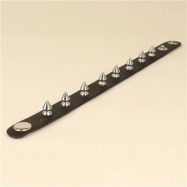 Armbånd Sort Læder Nitter Punk Armbånd Manschet Wrap Bangle Snap Knap Metal Armbånd til Mænd Kvinder