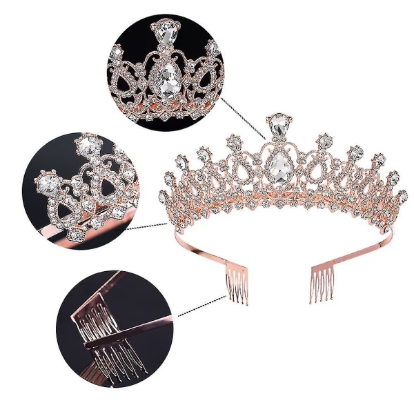 Bryllupstiara Brud Tiara Krystal Rhinestones Tiara Krone Med Kam Til Brud Bryllupskrone Med Kam