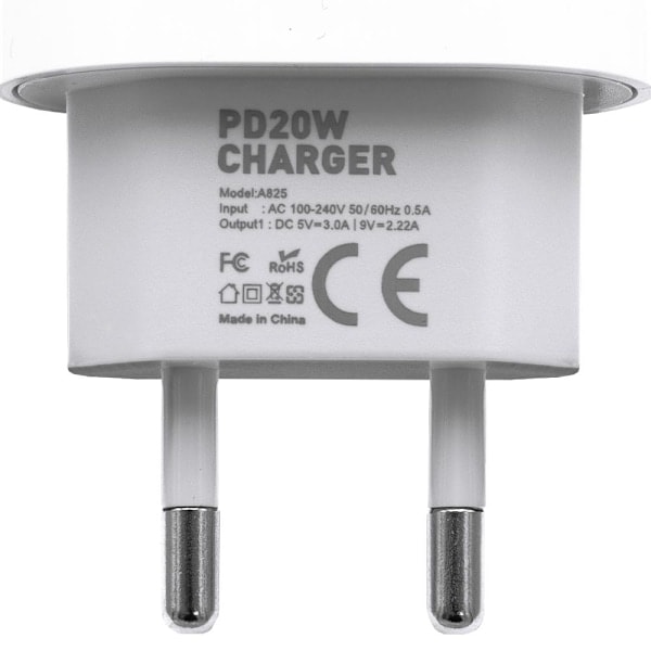 Lader for iPhone - Hurtiglader - Adapter + Kabel 20W USB-C Hvit Hvit{HH} White 1-Pack iPhone_RY