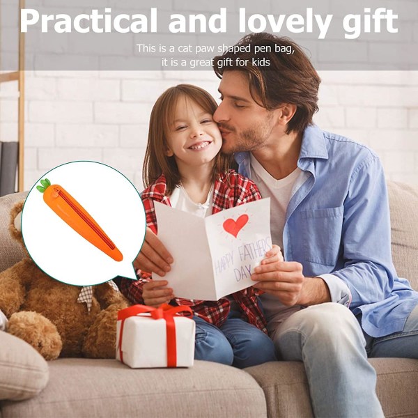 Silikone Blyant Pennepose Blyantæske Kontorartikler Pose Gulerod Pen (2 stk, Orange)
