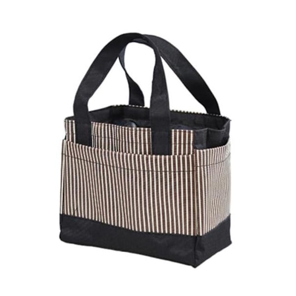 Lunsjboks i Oxford-stoff, lunsjholder, lunsjveske, Bento-oppbevaringspose (kaffestriper) Kaffe 21 x 10 cm Coffee 21X10CM