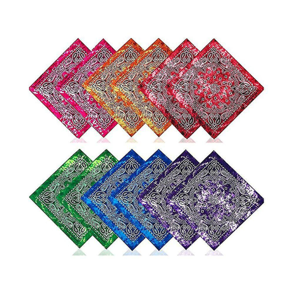 12-pack Bomullsbandana med Paisley-mönster, Tie-Dye, Sporttillbehör, Utomhus