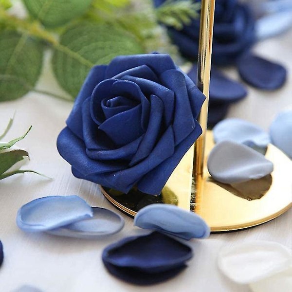 500 stk silkeblader Støvete blå marineblå blomsterblader som er kompatible med bryllupsblomsterjentekurv midtgang Scatter Dinne