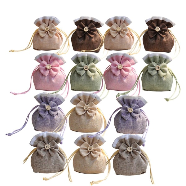 14pcs Small Drawstring Bag Pouch Sachet Bowknot Decor For Lavender Spice Herbs (light Purple, Green,