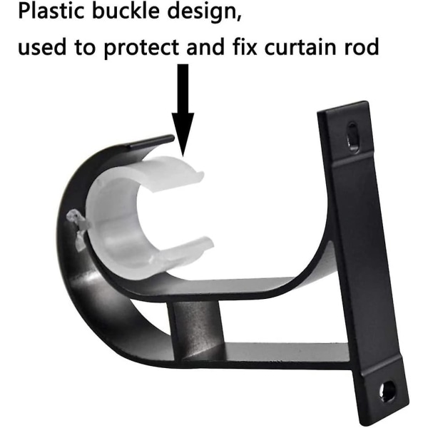 4 stk Gardinstangbraketter, Gardinstangbrakett, Svarte Gardinstangbraketter, Aluminiumslegering Gardinstangbrakett, Med 8 Skruer, Takhengende Stangbrakett