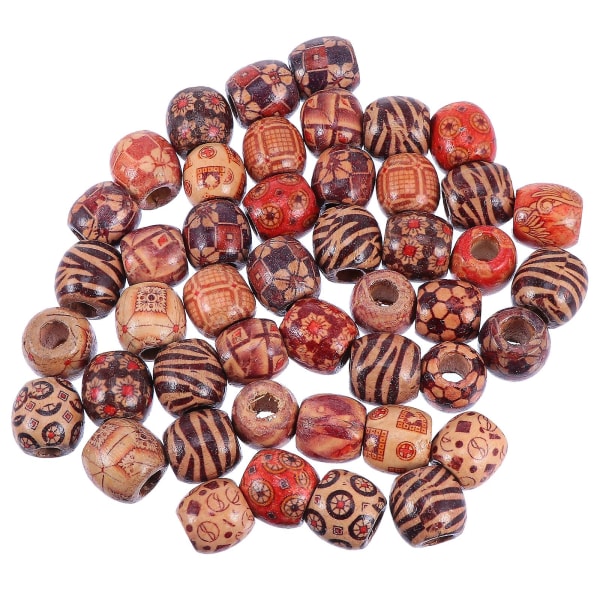 100st målade trumma runda pärlor Träpärlor Gör-det-själv smycken Tillbehör för armband, sorterad färg1,7x1,6cm Assorted Color 1.7x1.6cm