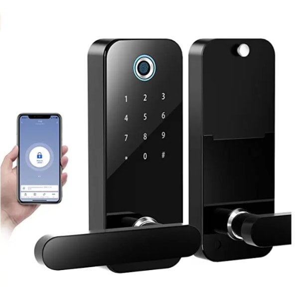 Smart Lock, Nyckelfritt dörrlås, Smart Dörrlås, Smart Lock för ytterdörr, Nyckellöst dörrlås, Fingeravtrycksdörrlås, Biometri