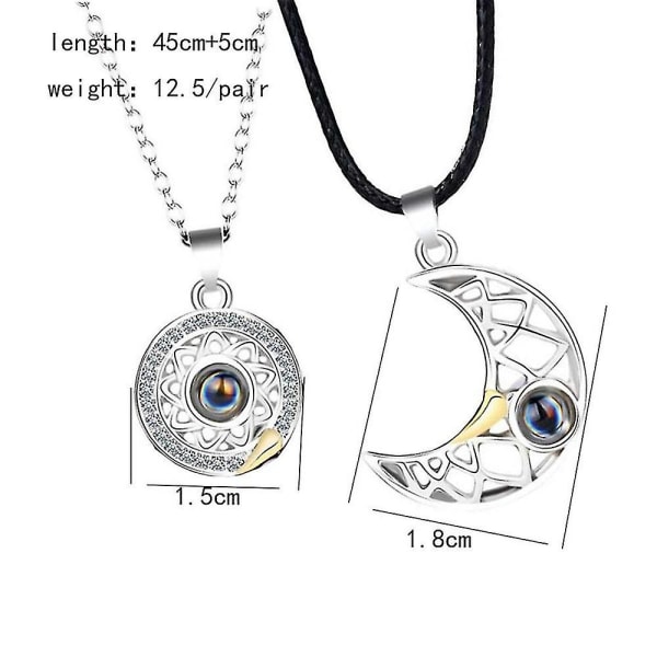 Sun And Moon Pendant Necklace Neck Chain For Lover Couple Valentine's Day GiftsA