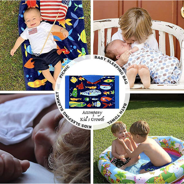 24x47 Fish Fun Strandhandduk Med Huva För Barn Småbarn Pojkar Flickor 3 Till 12 År, Storlek 24x47, Super Mjuk Absorberande Bomull För Bad/Pool/Strand
