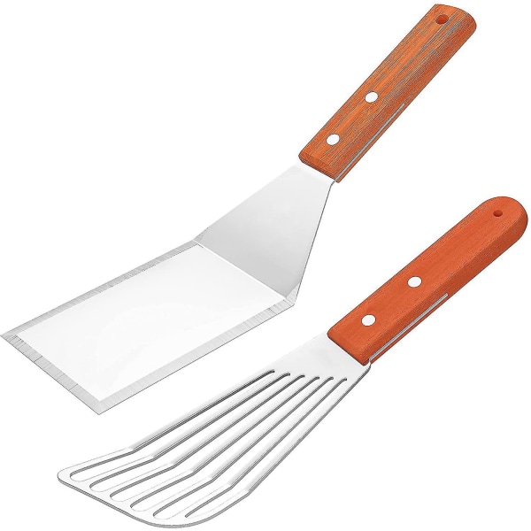 Metal Fisk Spatel Rustfrit Stål Grill Vendespatel, Sæt Af 2