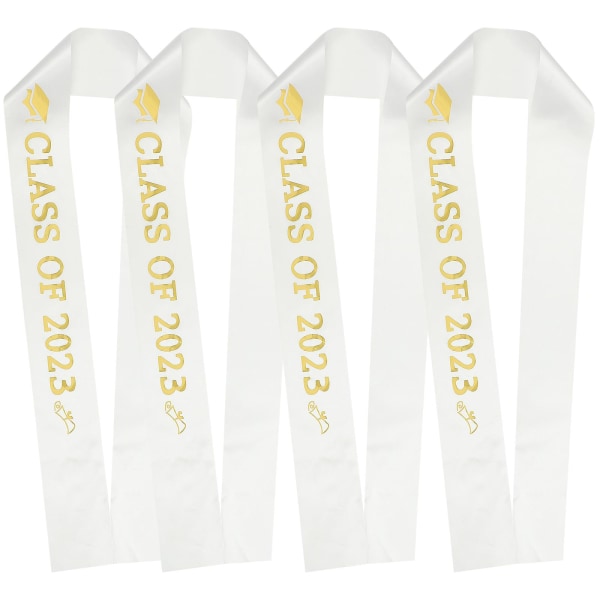 4 stk. Gradueringsbånd Graduation Sash Party Tilbehør Klasse Af Skulderbælter Hvid 160X9.5CM White 160X9.5CM