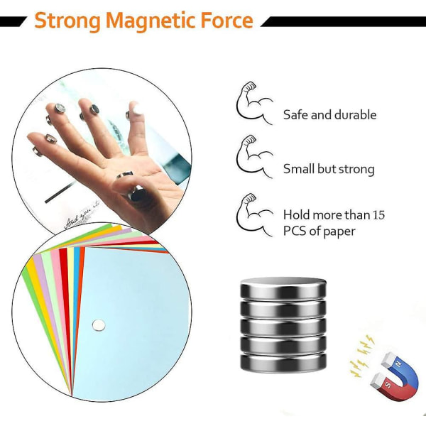 80 Kjøleskapsmagneter, Supersterke Neodymmagneter N52 Runde og Permanente Magnetiske Flate 12mm x 2mm Tykke