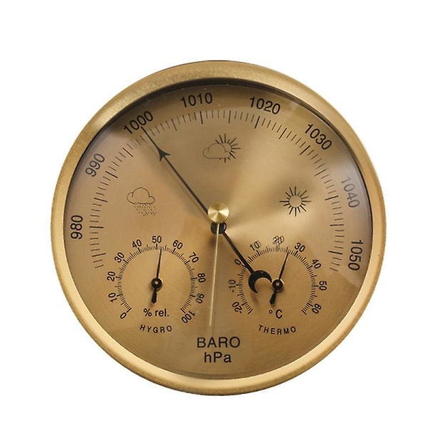 Metall 3 i 1 barometer väderstation för inomhus och utomhusbruk Barometer termometer hygrometer med rostfritt stål