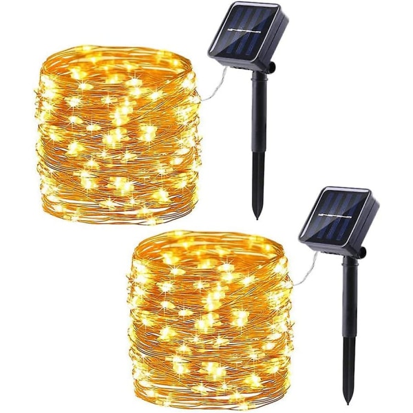 Solar String Lights Utendørs, hver 10m 100 Led Vanntett Solar String Lights 8 Modi for hage, uteplass, hage, juletre, bryllupsfestdekorasjon