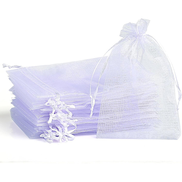 120 Hvide Organzaposer Organza Gaveposer 7 X 9 Cm, Hvid, 7 X 9 Cm